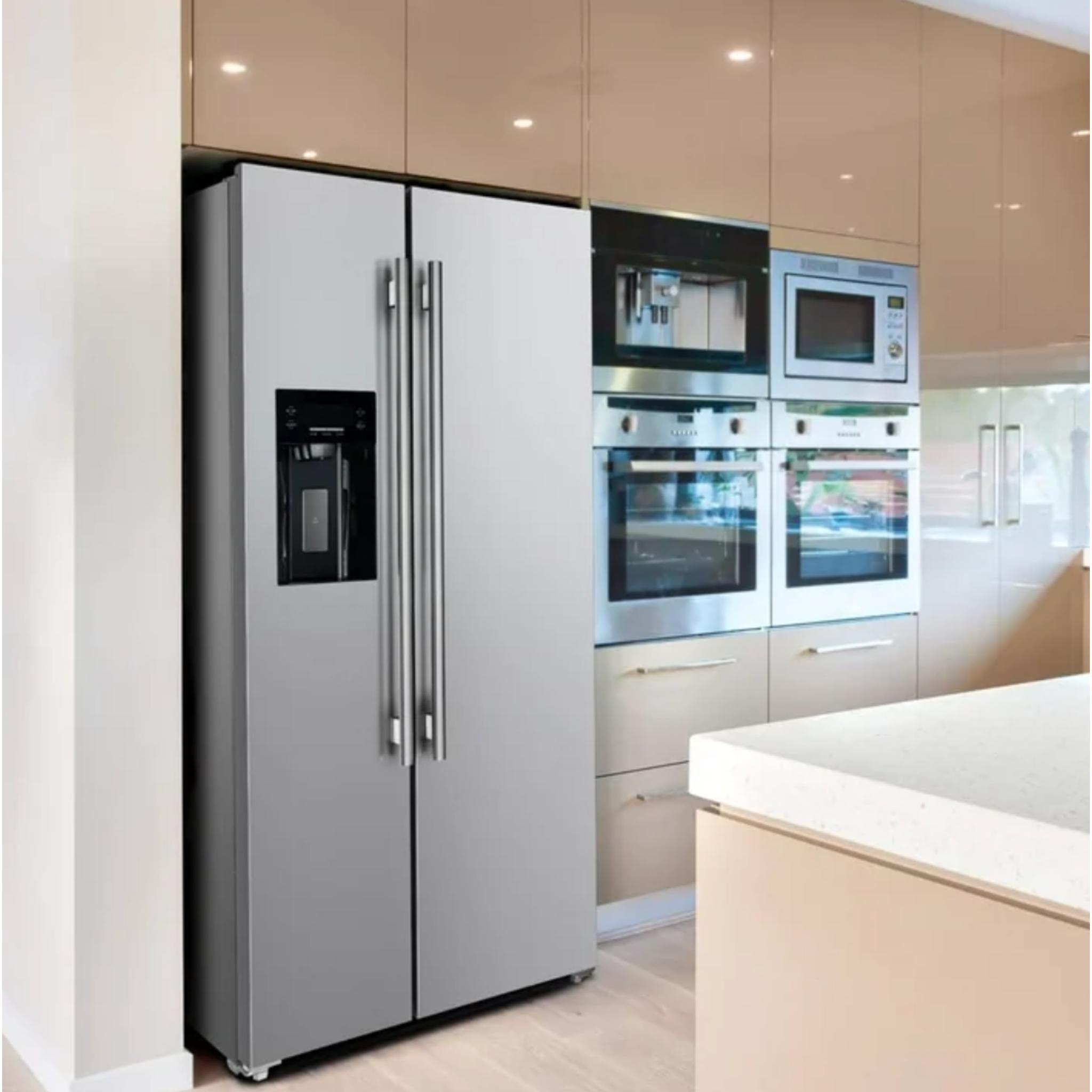 MoTak 36-Inch Side-by-Side Stainless Steel Refrigerator, 20 cu.ft, ENERGY STAR Certified